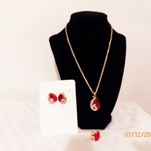 necklace, adjustable ring, earring